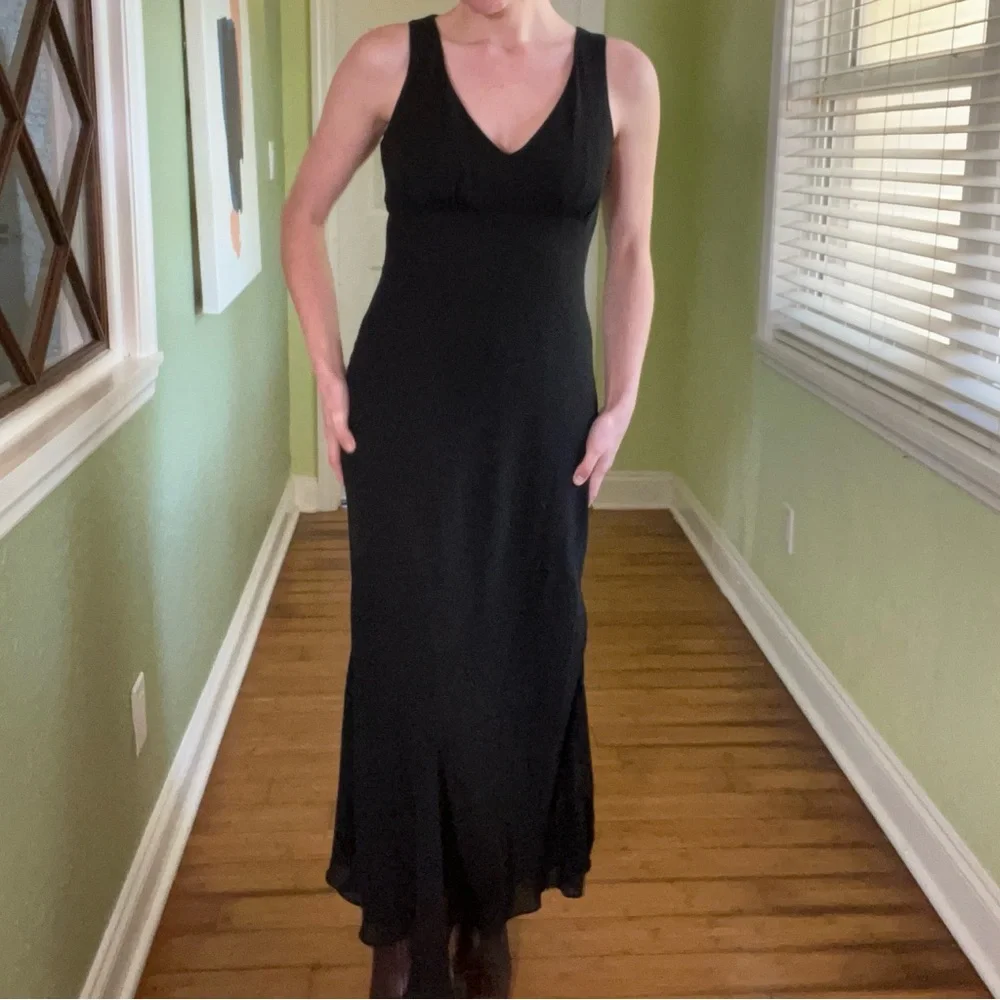 Y2K Vintage Alyn Paige Black Empire Waist Maxi Formal Dress Fairy Whimsigoth - Picture 12 of 12